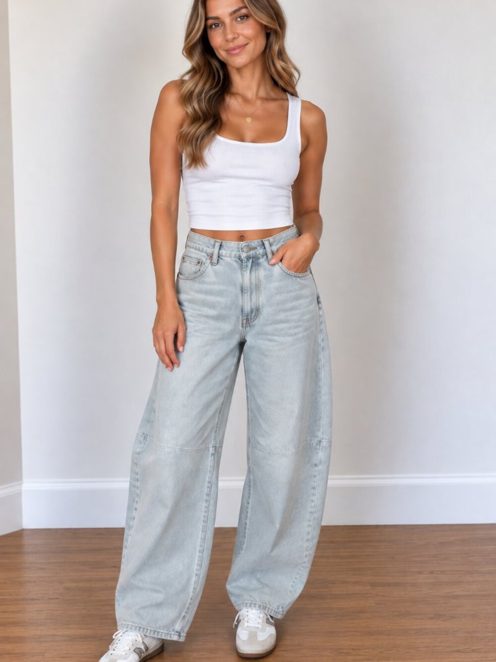 Zara Pale Blue Relaxed Barrel -Leg Jeans